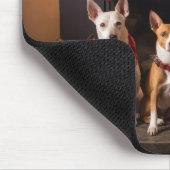 Tapis De Souris Basenji au coin du feu Noël (Coin)