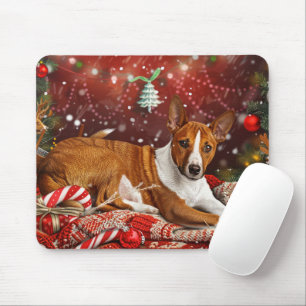Tapis De Souris Basenji chien festif de Noël