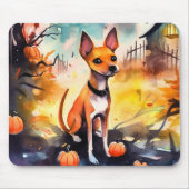 Tapis De Souris Basenji D'Halloween Avec Peur Citrouille (Devant)