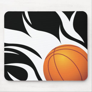 Tapis De Souris Basket-ball flamboyant noir et blanc