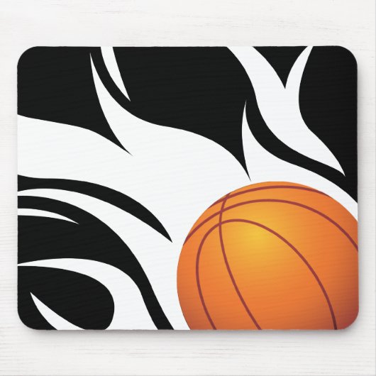 Tapis De Souris Basket-ball flamboyant noir et blanc (Devant)