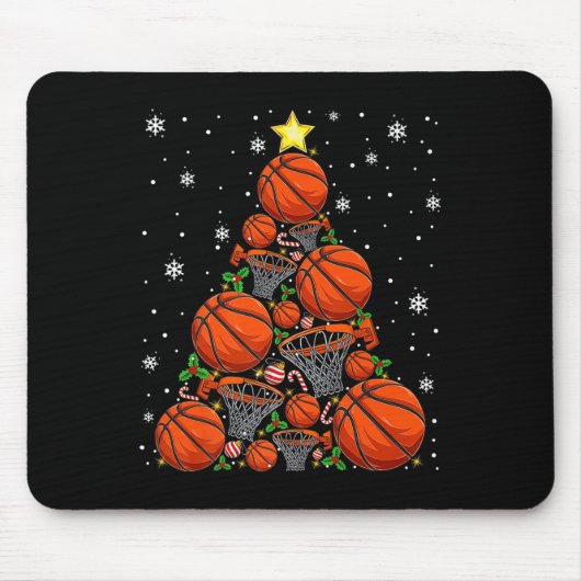 Tapis De Souris Basket-ball Xmas Tree Lights Père Noël Basket-ball (Devant)