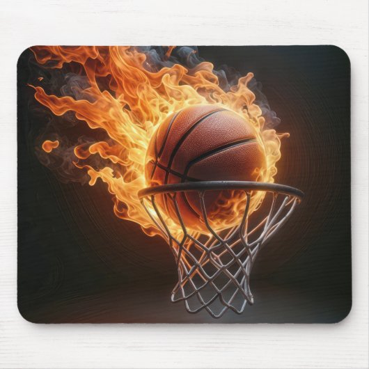 Tapis De Souris Basket flamboyant dans le cerceau (Devant)