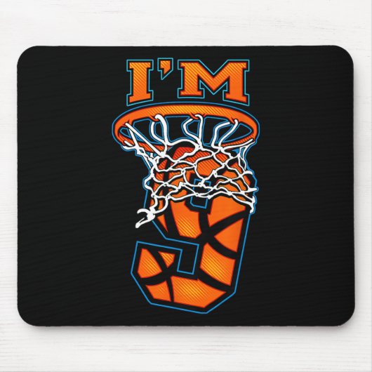 Tapis De Souris Basketball Je suis 9 Garçon Fille 9e Anniversaire (Devant)