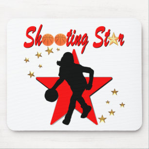 TAPIS DE SOURIS BASKETBALL ROUGE ET OR DESIGN ÉTOILE