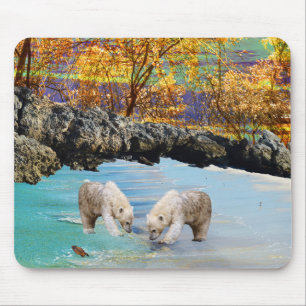 Tapis De Souris Basses À Ours Polaires Pêche,