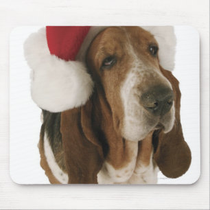 Tapis De Souris Basset hound à Santa hat