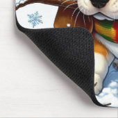 Tapis De Souris Basset Hound Chiot en neige avec Écharpe et Branch (Coin)