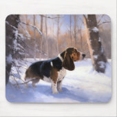 Tapis De Souris Basset Hound Laisser neiger Noël (Devant)