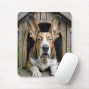 Tapis De Souris Basset Hound Surpris Dans une niche