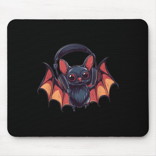 Tapis De Souris Bat cool Avec Casque Mouches Avec Cool Jams Pour (Devant)