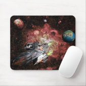 Tapis De Souris Bateau à fusée dans l'espace (Avec souris)
