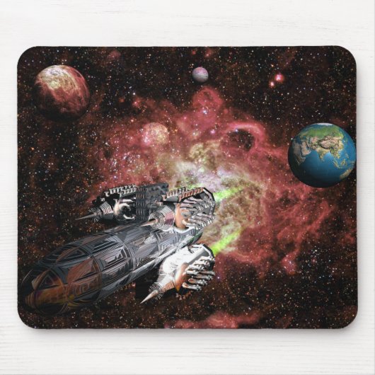 Tapis De Souris Bateau à fusée dans l'espace (Devant)