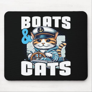Tapis De Souris bateau à moteur chat capitaine propriétaire de bat