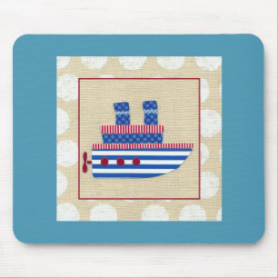 Tapis De Souris Bateau à vapeur avec hélice et cheminées bleues