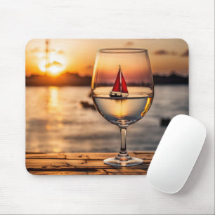 Tapis De Souris Bateau À Voile En Verre À Vin