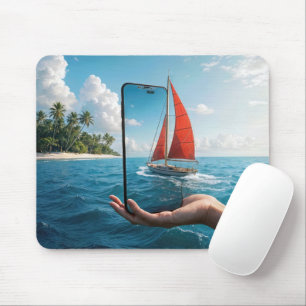 Tapis De Souris Bateau à voile naviguant dans un Smartphone