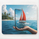 Tapis De Souris Bateau à voile naviguant dans un Smartphone (Devant)