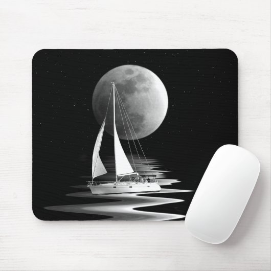 Tapis De Souris Bateau À Voilier En Lumière Lune (Avec souris)