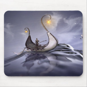 Tapis De Souris Bateau bateau mer cristal eau Viking Lampe Bird Ra