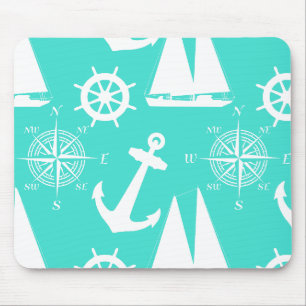 Tapis De Souris Bateau côtier bleu turquoise