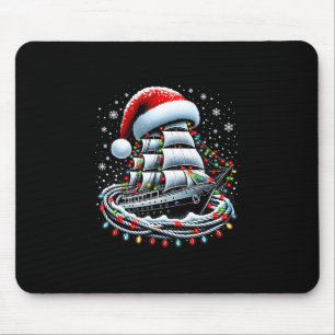 Tapis De Souris Bateau de croisière de navigation de Noël entouré