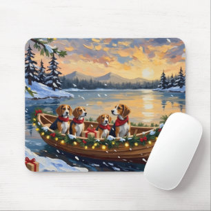 Tapis De Souris Bateau de Noël Beagle pour les Fêtes