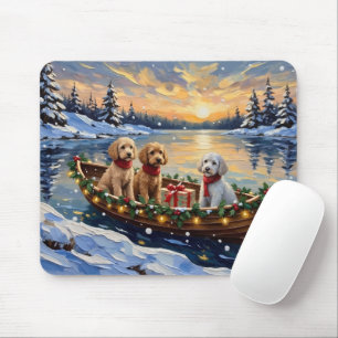 Tapis De Souris Bateau de Noël de Caniche Fêtes