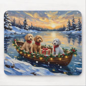 Tapis De Souris Bateau de Noël de Caniche Fêtes (Devant)
