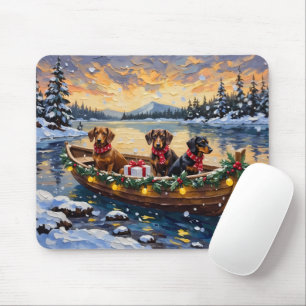 Tapis De Souris Bateau de Noël de teckel pour les Fêtes