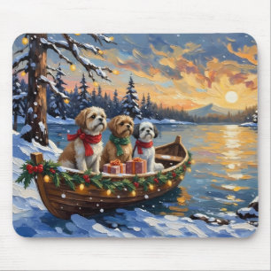 Tapis De Souris Bateau de Noël du Shih Tzu pour les Fêtes