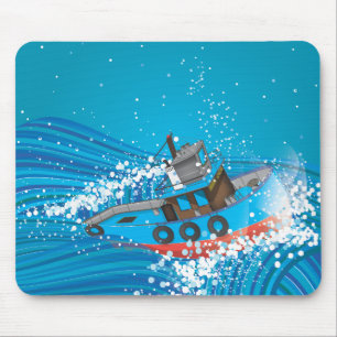 Tapis De Souris Bateau de pêche orageux