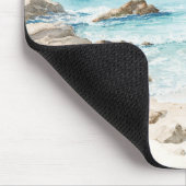 Tapis De Souris Bateau de plage vue sur l'océan (Coin)