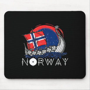 Tapis De Souris Bateau Drapeau Norvégien Norvège Navire Viking Fie