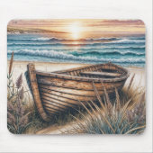 Tapis De Souris Bateau en bois rustique (Devant)