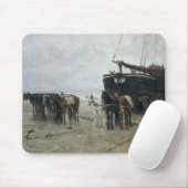 Tapis De Souris Bateau sur la plage à Scheveningen, 1876 (Avec souris)