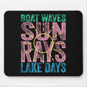 Tapis De Souris Bateau Waves Sun Rays Lake Days les années 70 Rétr