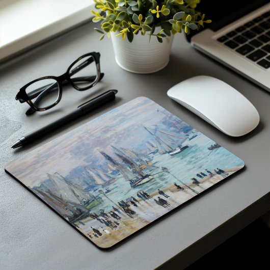 Tapis De Souris Bateaux de pêche quittant le port | CLAUDE MONET