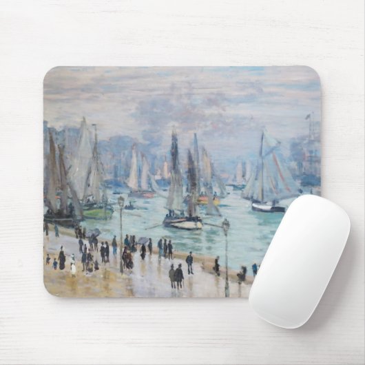 Tapis De Souris Bateaux de pêche quittant le port | CLAUDE MONET (Avec souris)