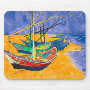 Tapis De Souris Bateaux de Van Gogh Impressionnisme Plage
