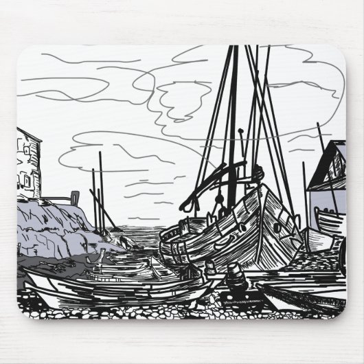 Tapis De Souris bateaux en mer (Devant)