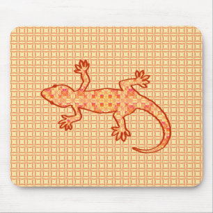 Tapis De Souris Batik tribal Gecko - corail et orange clair