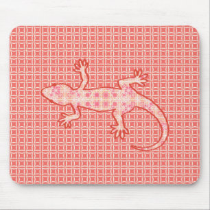 Tapis De Souris Batik tribal Gecko - corail rose et crème