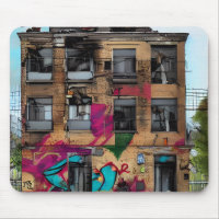 Bâtiment abandonné, art abstrait IA