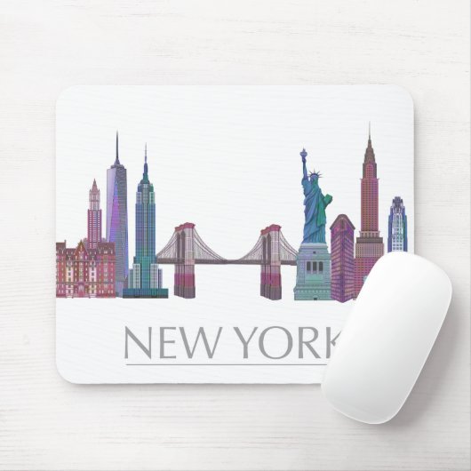 Tapis De Souris Bâtiments couleur New York Skyline (Avec souris)