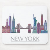 Tapis De Souris Bâtiments couleur New York Skyline (Devant)