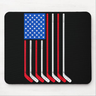 Tapis De Souris Bâton de hockey Drapeau Usa Patriotique Joueur Spo