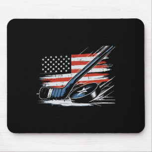 Tapis De Souris Bâton de hockey sur glace du 4 juillet Drapeau amé