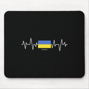 Tapis De Souris Battement de coeur ukrainien Drapeau ukrainien Fie