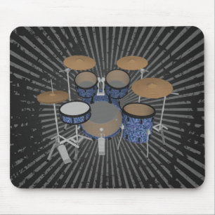 Tapis De Souris Batterie 5 pièces - Tambours Bleu Personnalisé - T